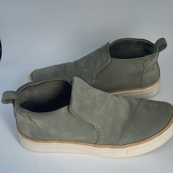 Toms Paxton Women’s Suede Slip-On Sneakers Green Gray Ankle Booties Size 8 M - Picture 13 of 14